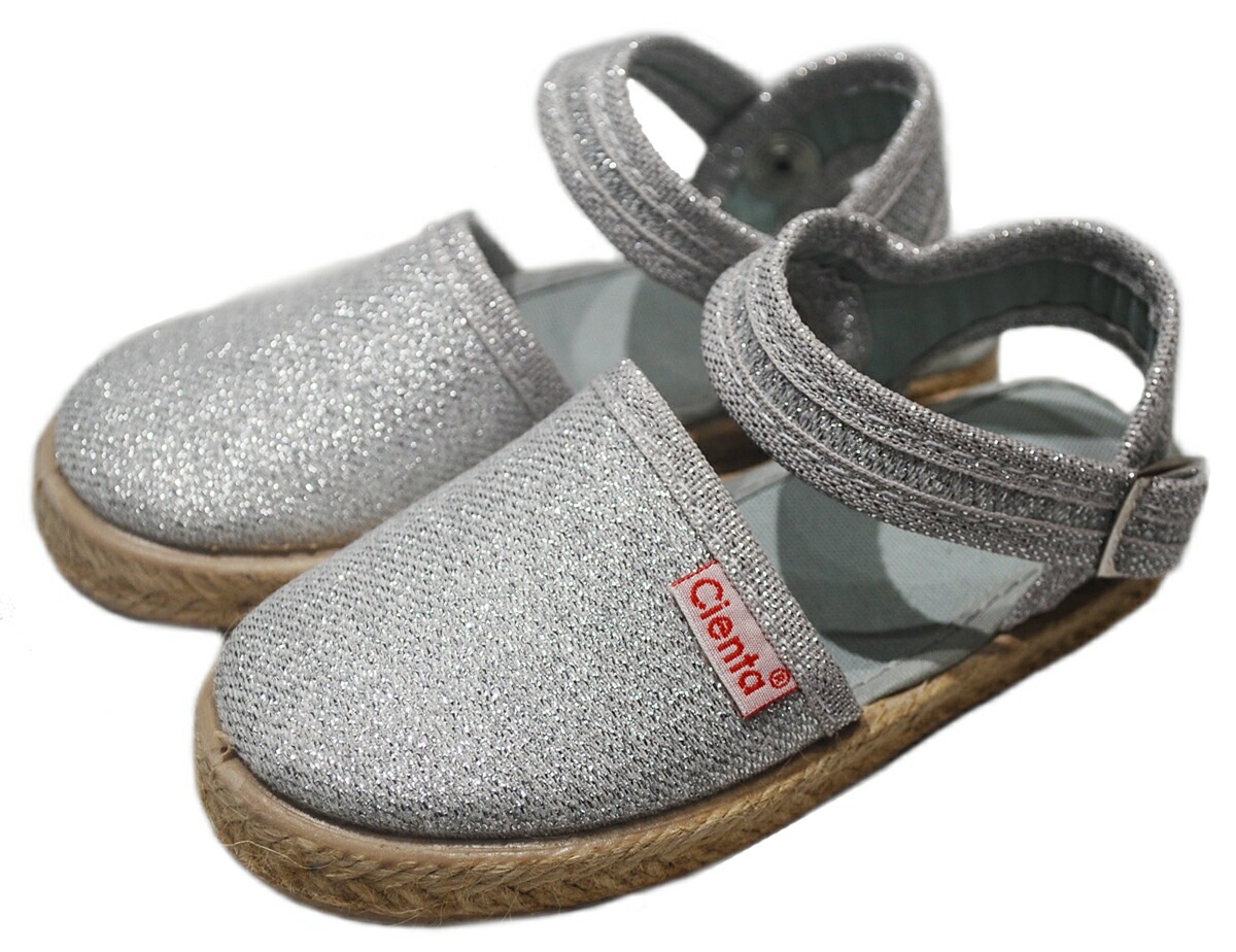 サンダル キッズ シエンタ Cienta ラメ エスパドリーユ 13-21cm ベルクロ サンダルベルクロワンストラップ ジュニア 新色 あま～い香り付き 靴 シューズ 40013 【国内正規品】