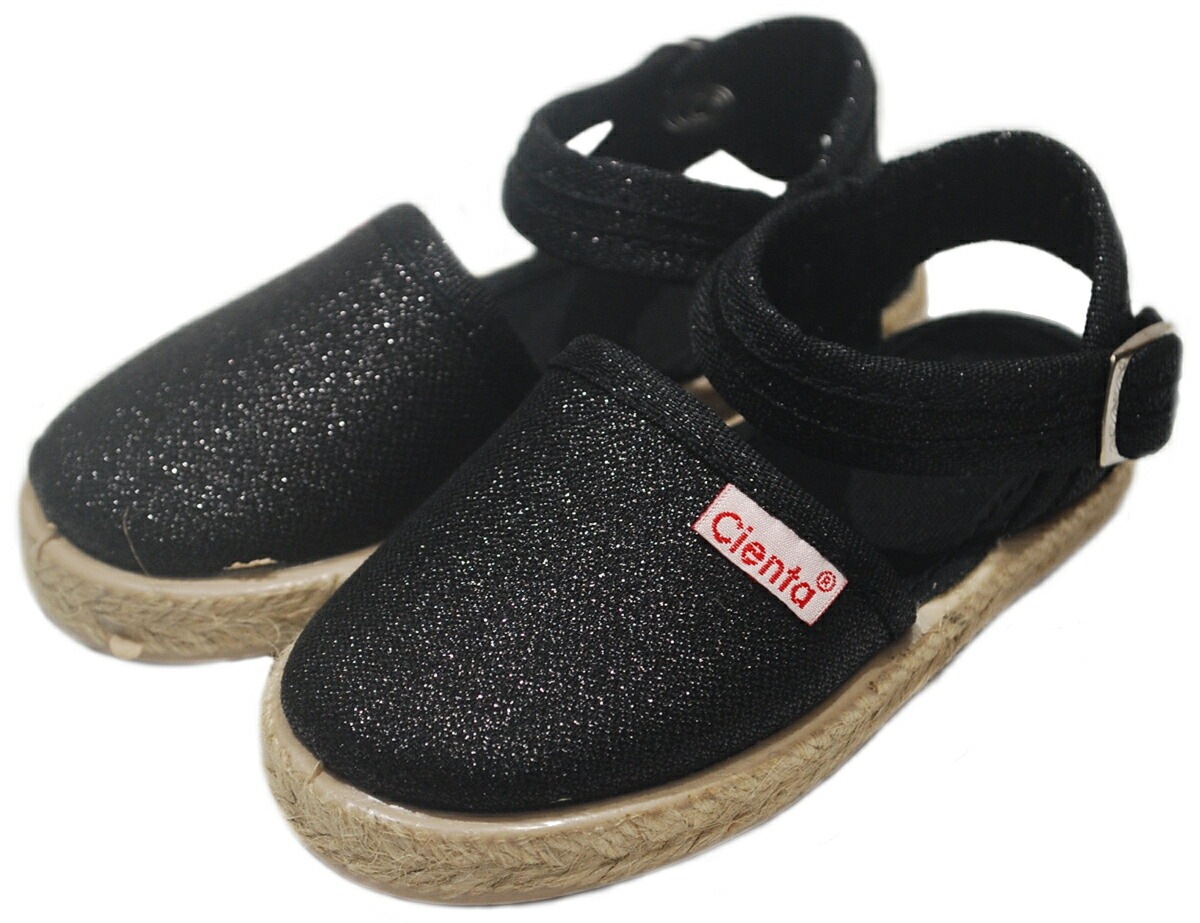 サンダル キッズ シエンタ Cienta ラメ エスパドリーユ 13-21cm ベルクロ サンダルベルクロワンストラップ ジュニア 新色 あま～い香り付き 靴 シューズ 40013 【国内正規品】