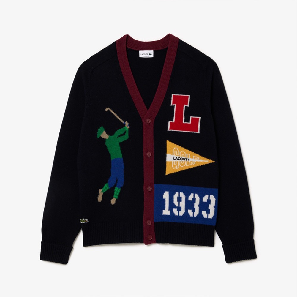 【SALE／10%OFF】ニットカーディガン  ラコステ グラフィックジャカード リサイクルニット カーディガン LACOSTE 