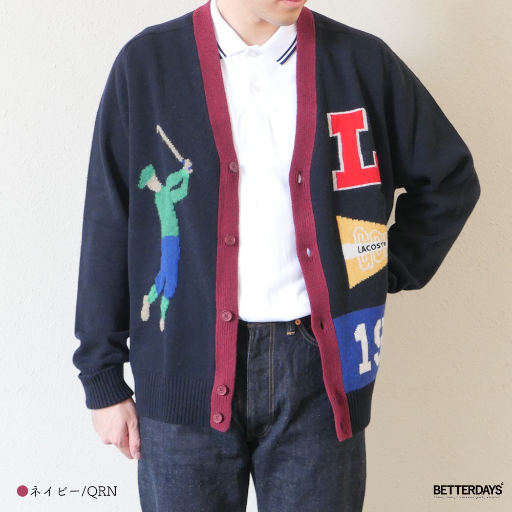 【SALE／10%OFF】ニットカーディガン  ラコステ グラフィックジャカード リサイクルニット カーディガン LACOSTE 