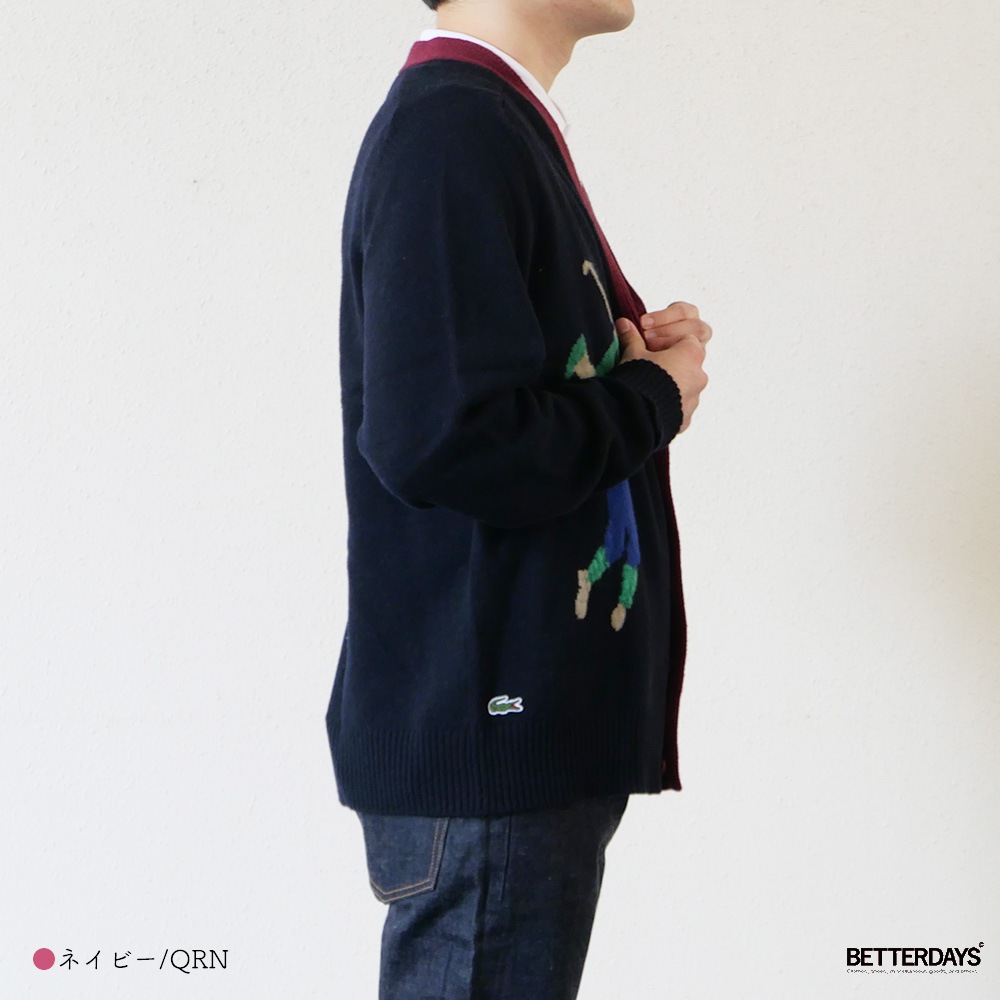 【SALE／10%OFF】ニットカーディガン  ラコステ グラフィックジャカード リサイクルニット カーディガン LACOSTE 