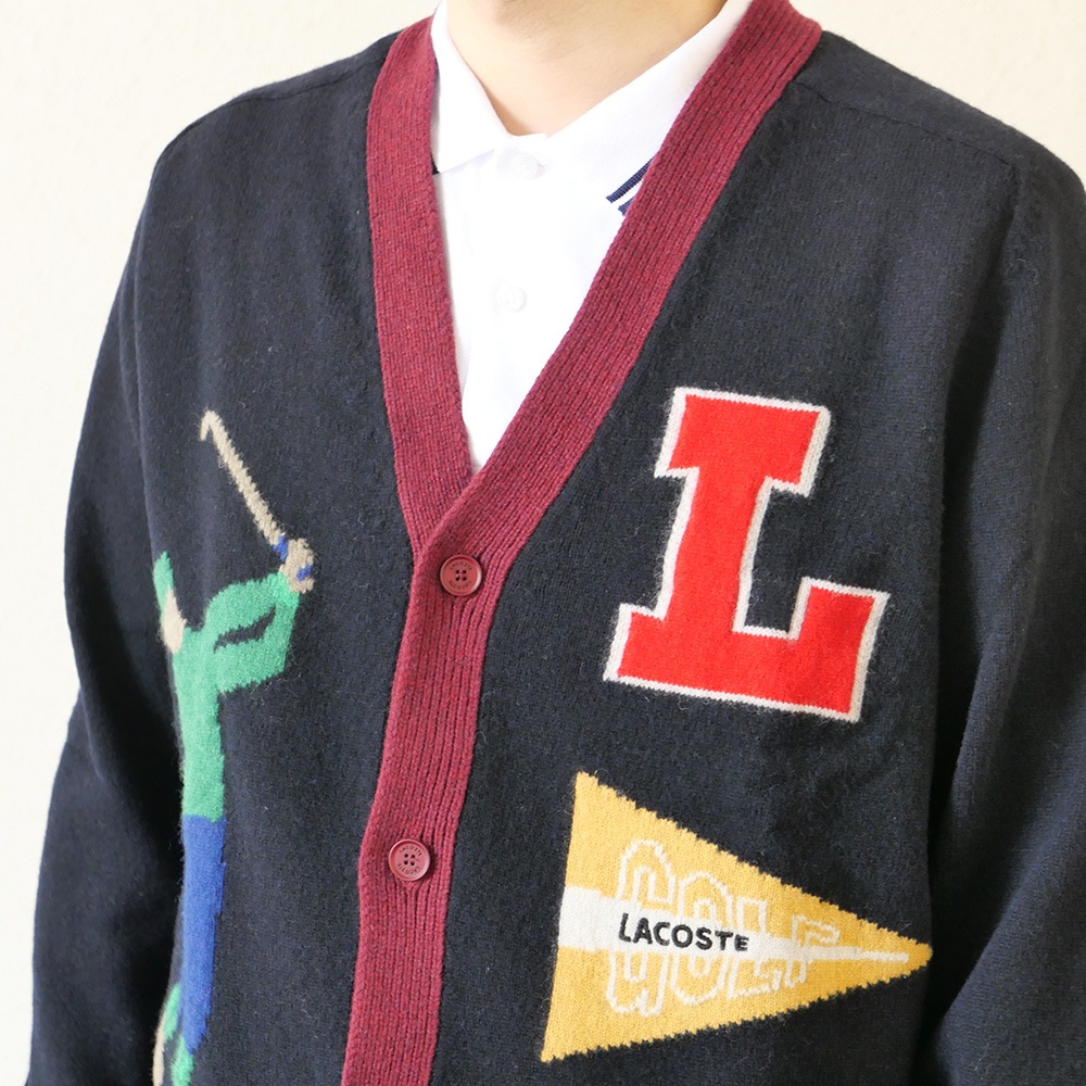 【SALE／10%OFF】ニットカーディガン  ラコステ グラフィックジャカード リサイクルニット カーディガン LACOSTE 