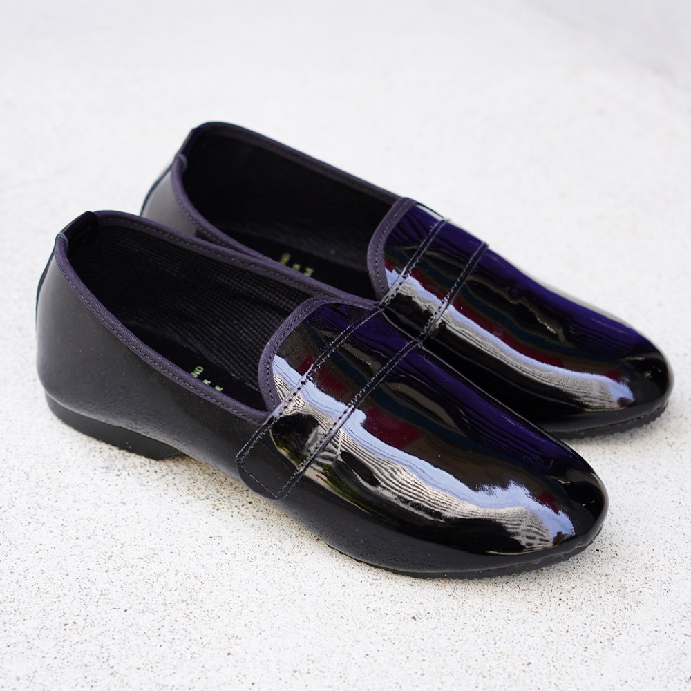 スリッポン シューズ クラウン レディース パテントレザー ホール