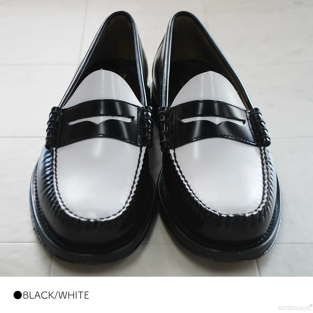 ローファー 11010H LARSON LEATHER SOLE BLACK & WHITE ジーエイチバス