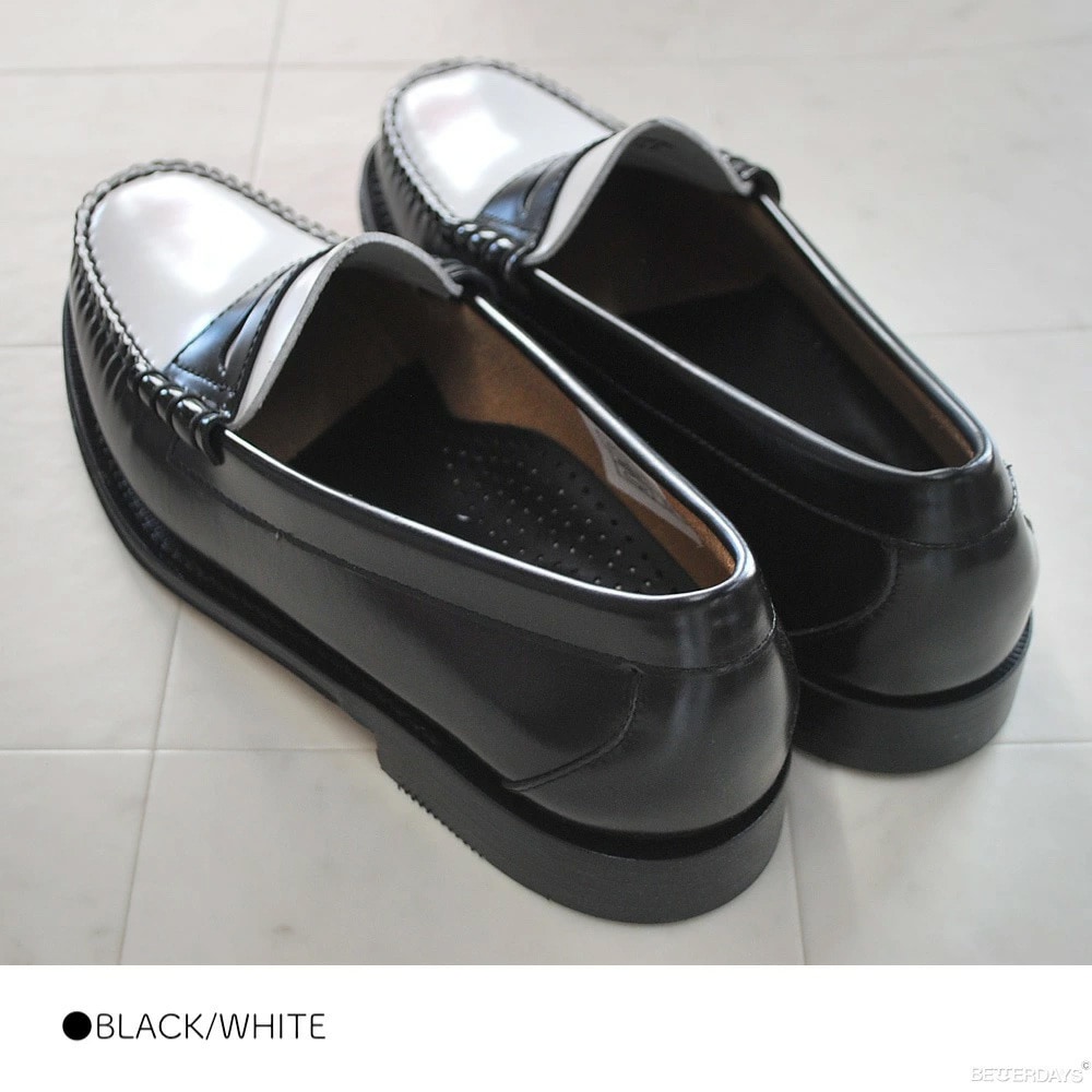 ローファー 11010H LARSON LEATHER SOLE BLACK & WHITE ジーエイチバス