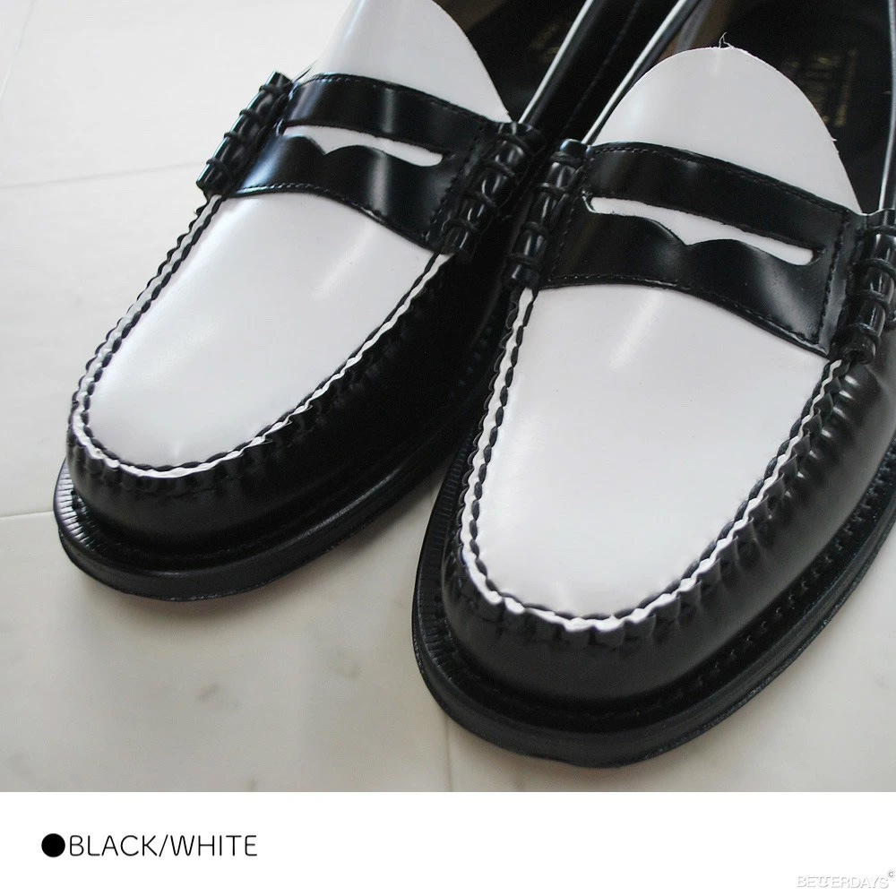 ローファー 11010H LARSON LEATHER SOLE BLACK & WHITE ジーエイチバス
