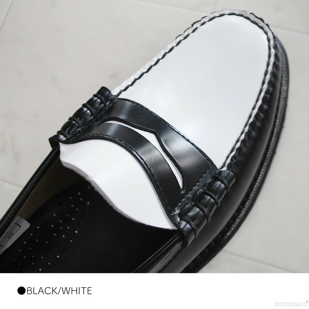 ローファー 11010H LARSON LEATHER SOLE BLACK & WHITE ジーエイチバス