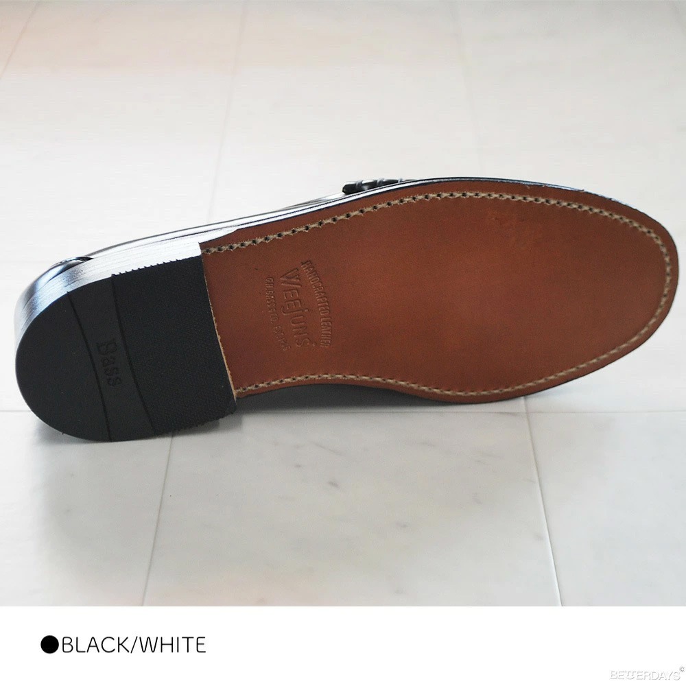 ローファー 11010H LARSON LEATHER SOLE BLACK & WHITE ジーエイチバス