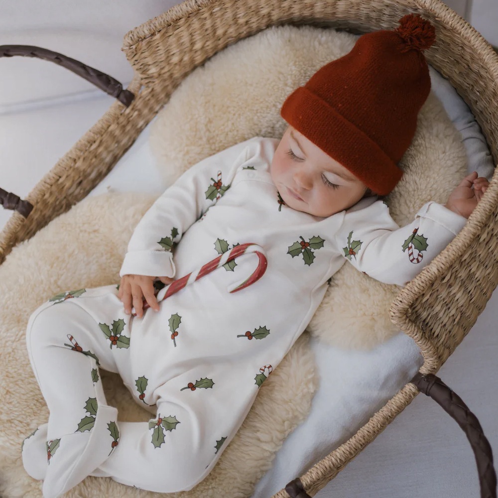 ロンパース ボディスーツ  キッズ  ベビー オーガニックズー クリスマスデザイン  Organic Zoo Holly Suit【国内正規品】hollysloz