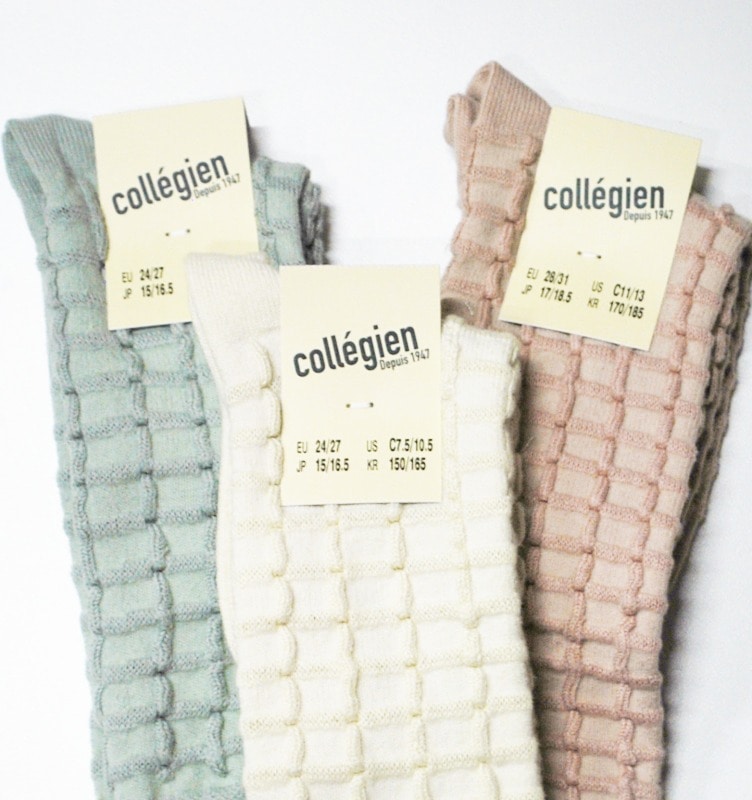 ソックス  コレジアン カミーユ チェックニットハイソックス 靴下 キッズ ベビー 子供 Collegien Camille 12cm-21cm