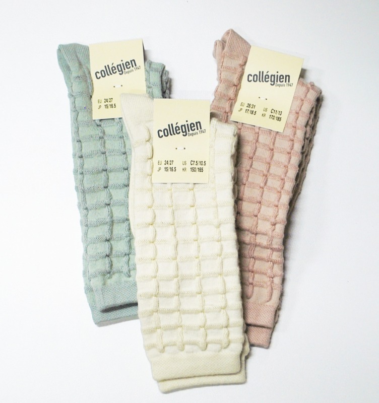 ソックス  コレジアン カミーユ チェックニットハイソックス 靴下 キッズ ベビー 子供 Collegien Camille 12cm-21cm