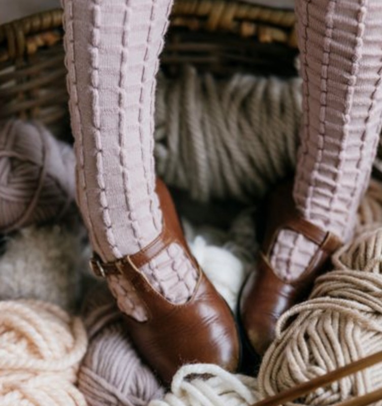 ソックス コレジアン カミーユ チェックニットハイソックス 靴下