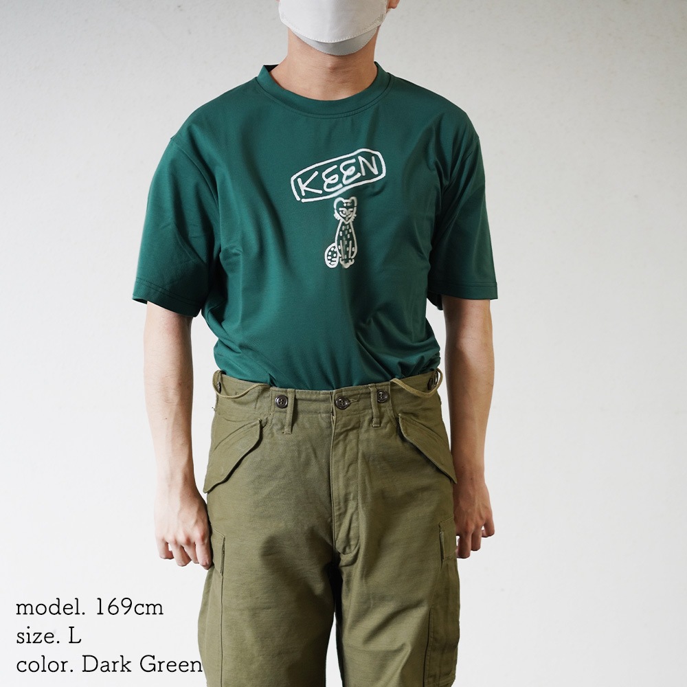 STONE ロゴワッペン Tシャツ カーキ QR鑑定済み Tシャツ キーン ユニセックス ハーベスト ロゴ ティー KEEN US4