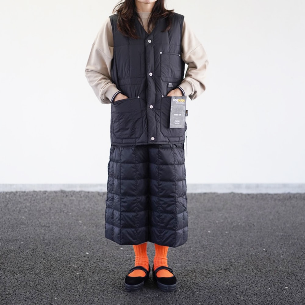 タグ付き新品TAION/タイオン ベーシック セミロングダウンスカート ネイビー ダウンスカート レディース BASIC SEMI-LONG DOWN SKIRT ベーシック