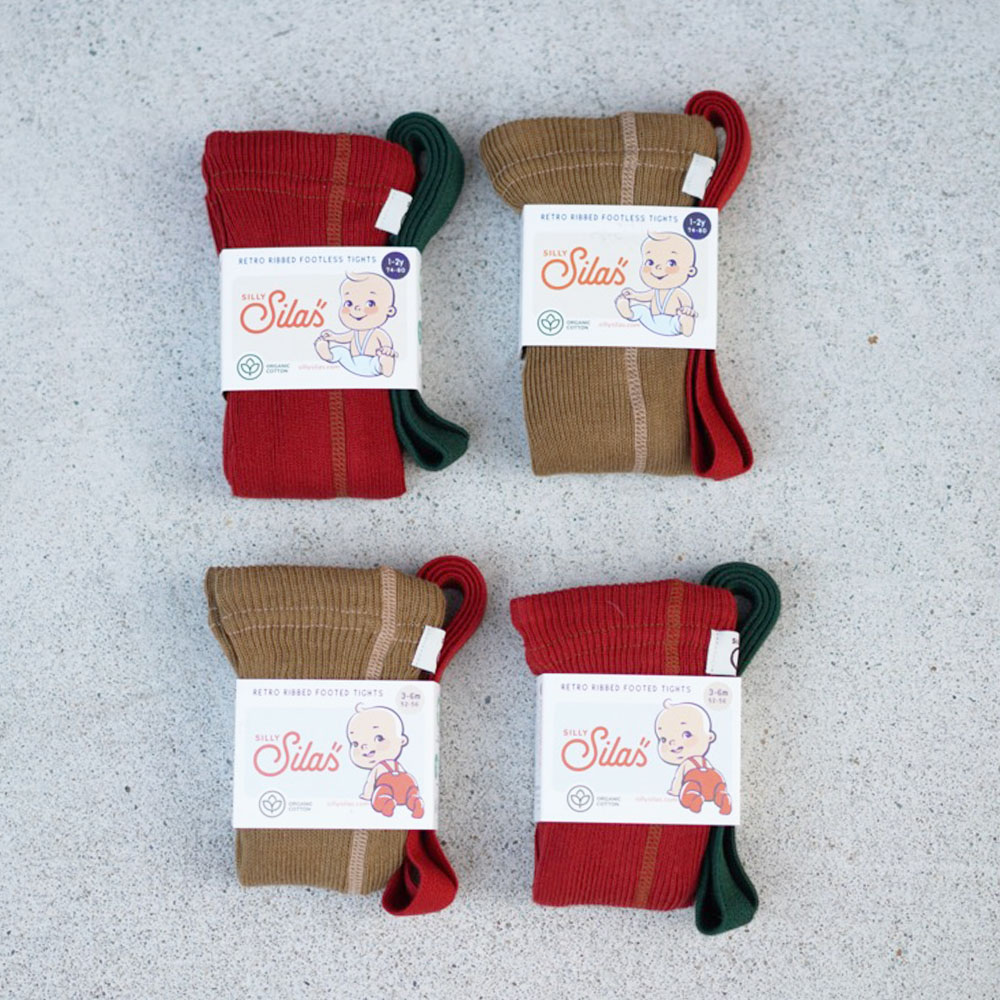 タイツ  キッズ  ベビー オーガニックズー シリーサイラス クリスマスデザイン Footled Collection (Acorn Brown Maple Leaf )(Maple Leaf Dark Forest Green) Organic Zoo SILLY Silas【国内正規品】hollybsoz 