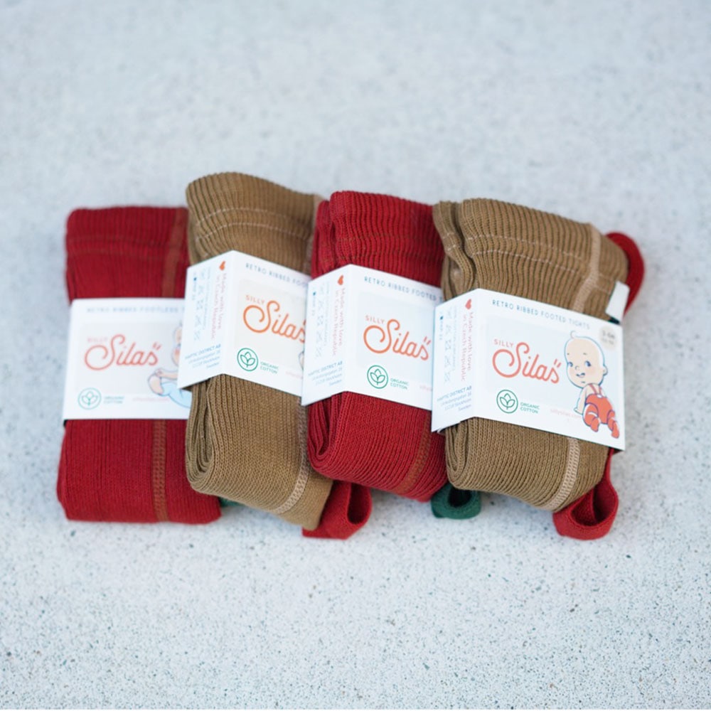 タイツ  キッズ  ベビー オーガニックズー シリーサイラス クリスマスデザイン Footled Collection (Acorn Brown Maple Leaf )(Maple Leaf Dark Forest Green) Organic Zoo SILLY Silas【国内正規品】hollybsoz 