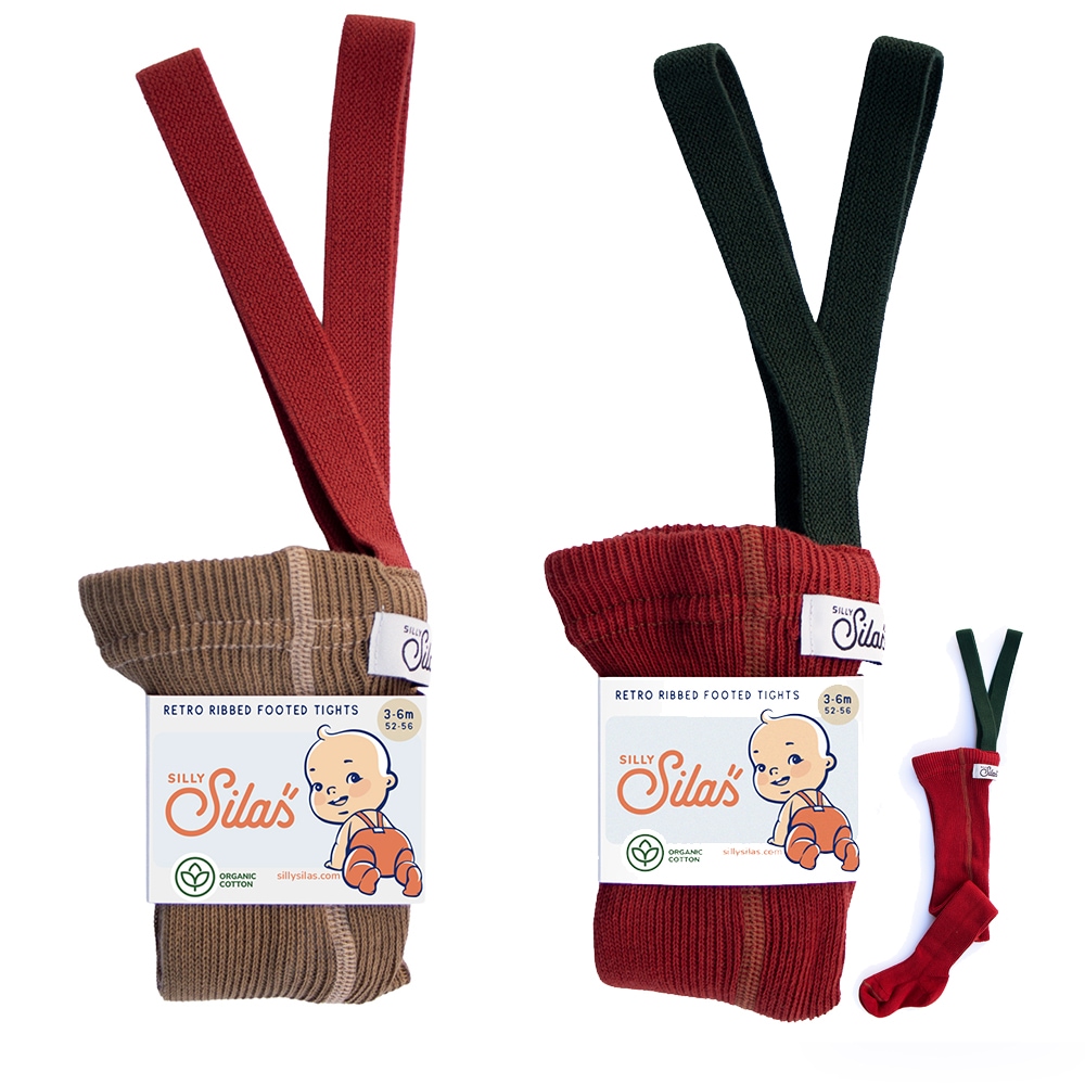 タイツ  キッズ  ベビー オーガニックズー シリーサイラス クリスマスデザイン Footled Collection (Acorn Brown Maple Leaf )(Maple Leaf Dark Forest Green) Organic Zoo SILLY Silas【国内正規品】hollybsoz 