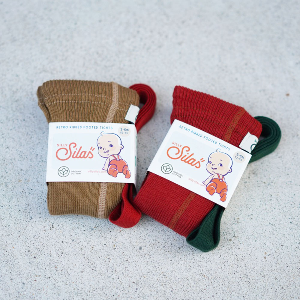 タイツ  キッズ  ベビー オーガニックズー シリーサイラス クリスマスデザイン Footled Collection (Acorn Brown Maple Leaf )(Maple Leaf Dark Forest Green) Organic Zoo SILLY Silas【国内正規品】hollybsoz 
