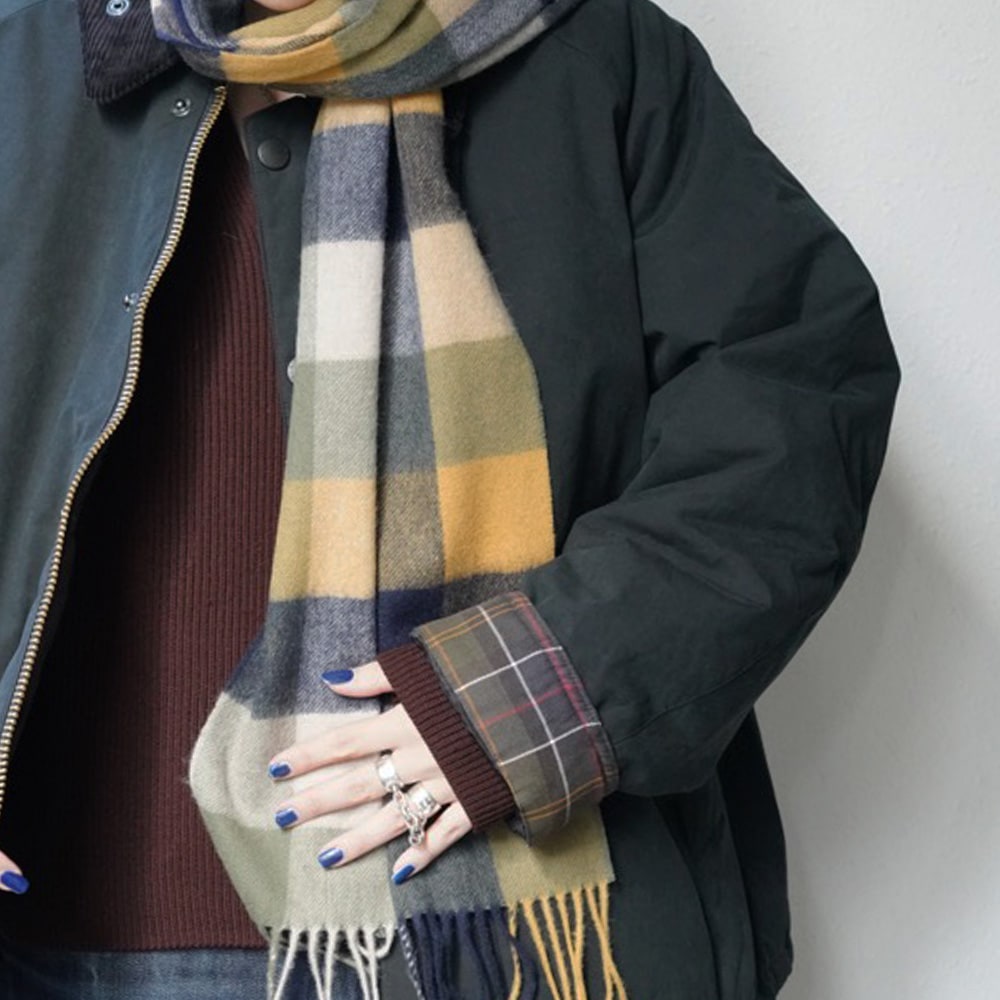 マフラー ユニセックス バブアー ラムズウール ブロックチェック