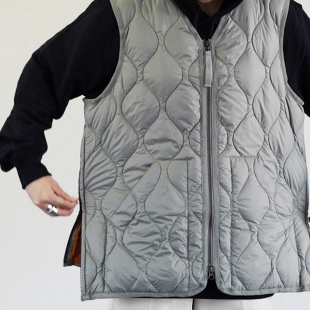 ダウンベスト ユニセックス インナーベスト DOWN VEST ミリタリー VネックWジップ ソフトシェル タイオン 体温 TAION-001ALSZML-1