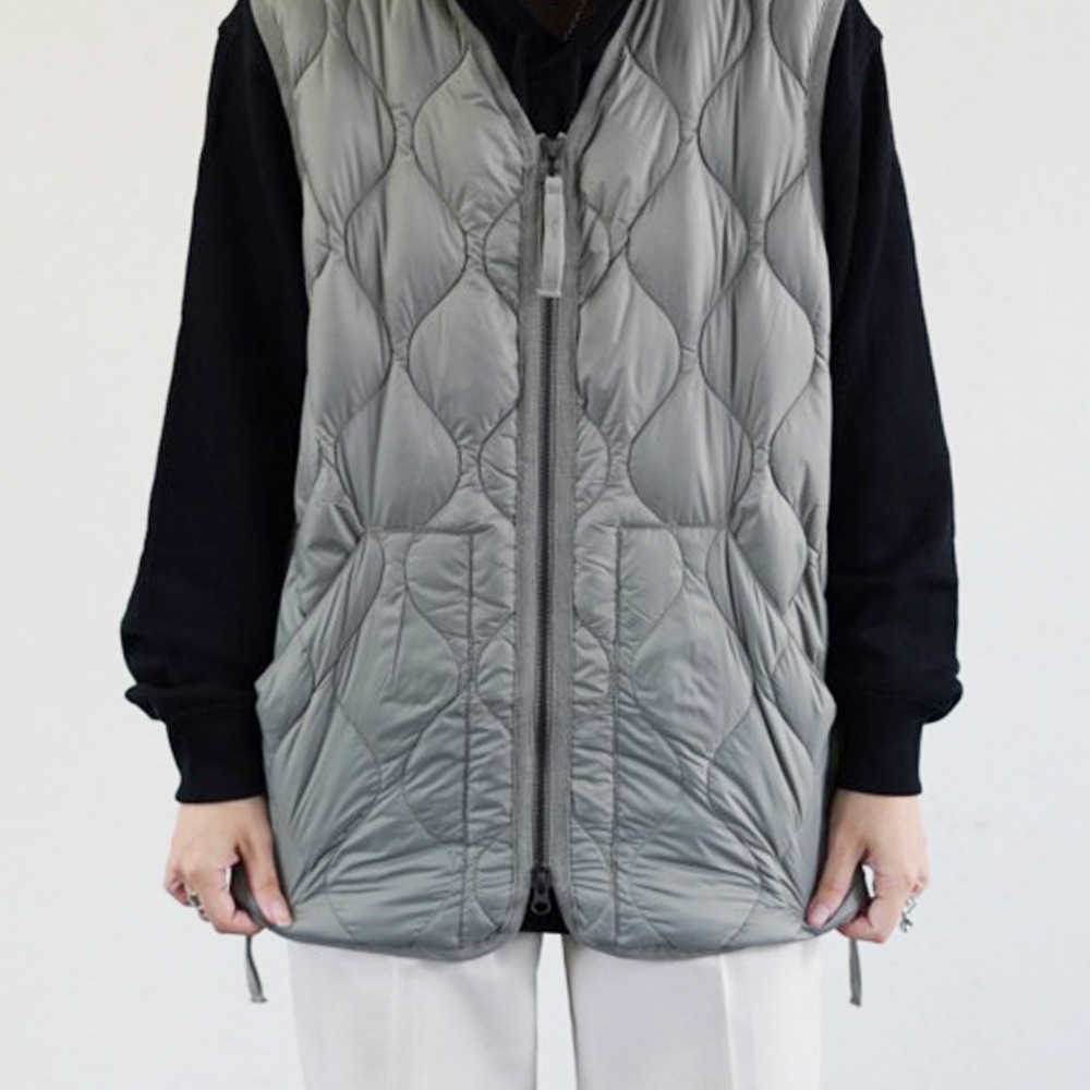 ダウンベスト ユニセックス インナーベスト DOWN VEST ミリタリー VネックWジップ ソフトシェル タイオン 体温 TAION-001ALSZML-1