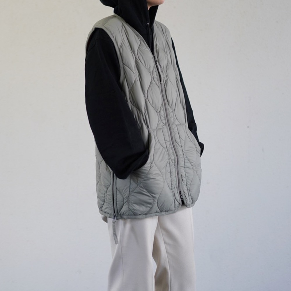 ダウンベスト ユニセックス インナーベスト DOWN VEST ミリタリー VネックWジップ ソフトシェル タイオン 体温 TAION-001ALSZML-1