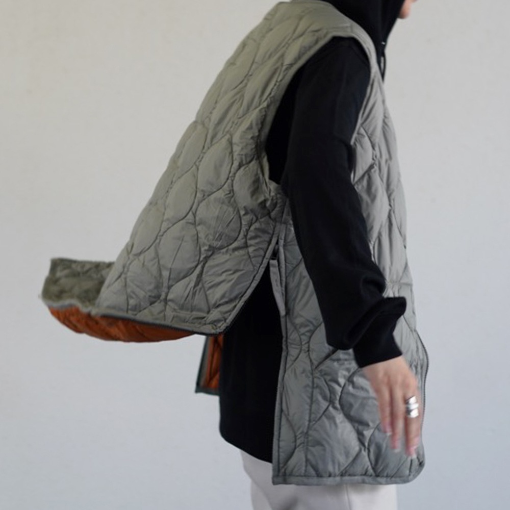 ダウンベスト ユニセックス インナーベスト DOWN VEST ミリタリー VネックWジップ ソフトシェル タイオン 体温 TAION-001ALSZML-1