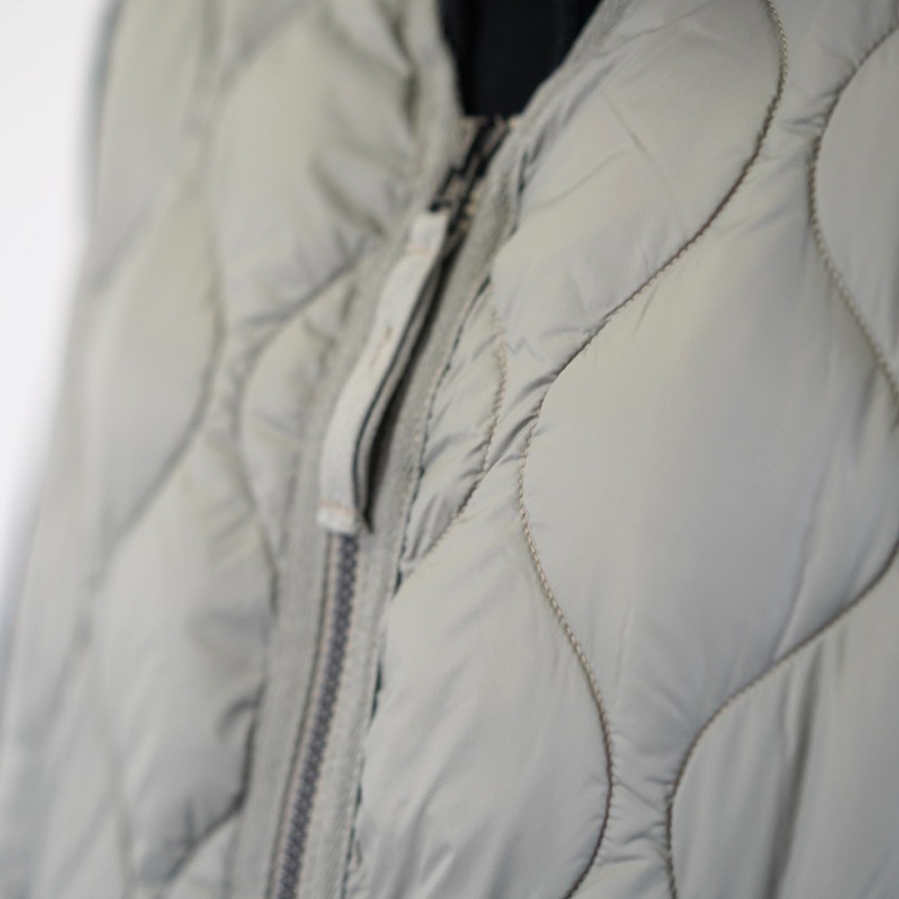 ダウンベスト ユニセックス インナーベスト DOWN VEST ミリタリー VネックWジップ ソフトシェル タイオン 体温 TAION-001ALSZML-1