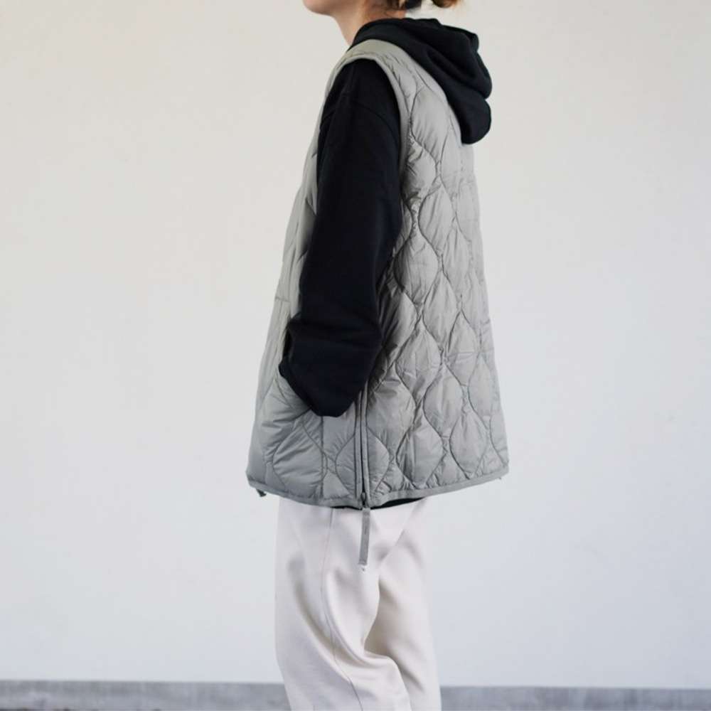 ダウンベスト ユニセックス インナーベスト DOWN VEST ミリタリー VネックWジップ ソフトシェル タイオン 体温 TAION-001ALSZML-1