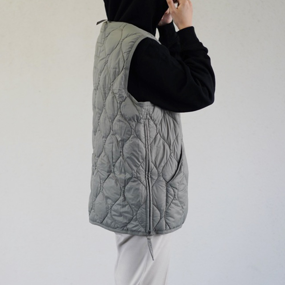 ダウンベスト ユニセックス インナーベスト DOWN VEST ミリタリー VネックWジップ ソフトシェル タイオン 体温 TAION-001ALSZML-1