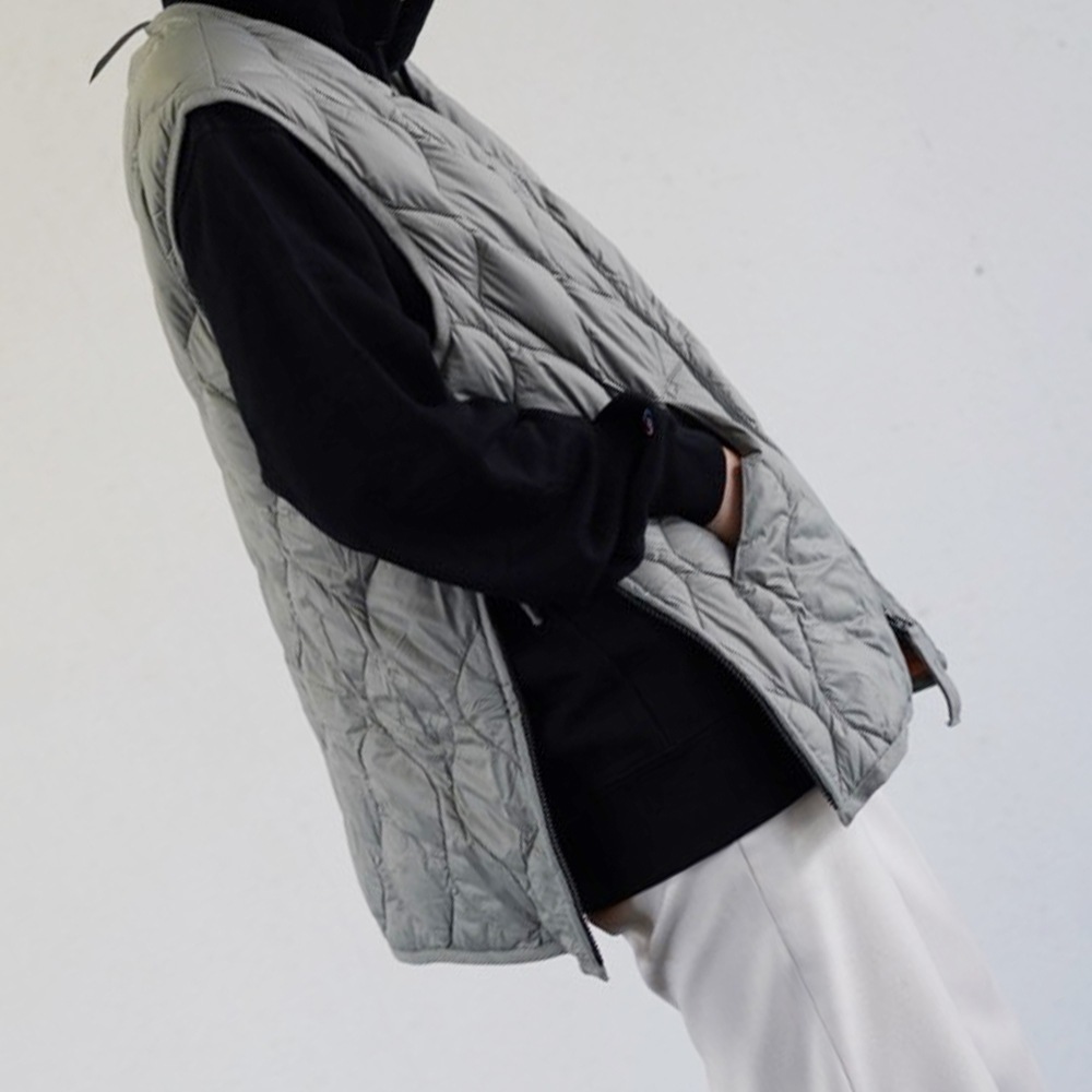 ダウンベスト ユニセックス インナーベスト DOWN VEST ミリタリー VネックWジップ ソフトシェル タイオン 体温 TAION-001ALSZML-1