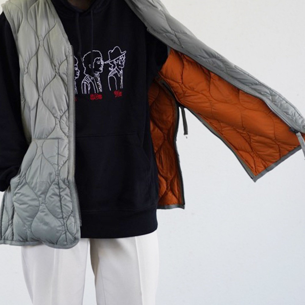 ダウンベスト ユニセックス インナーベスト DOWN VEST ミリタリー VネックWジップ ソフトシェル タイオン 体温 TAION-001ALSZML-1