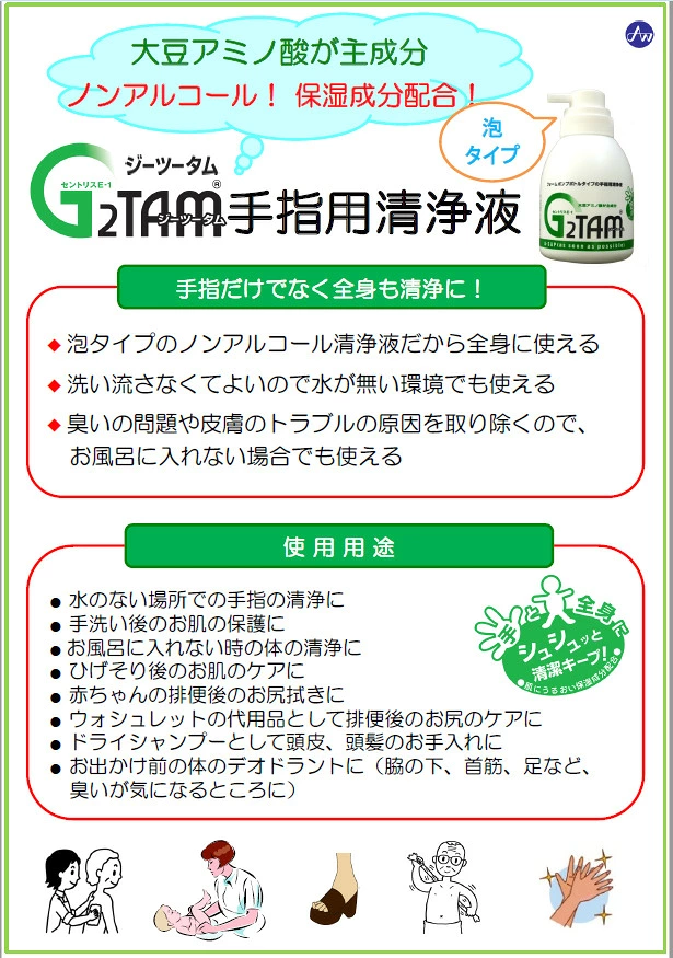 除菌 消臭 消毒 抗菌液 ハンドクリーナー 手洗い Ｇ２ＴＡＭ手指用清浄液 泡タイプ 500ml