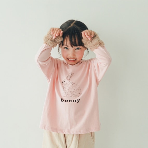 【25PS】うさぎロングＴシャツ / ピンク