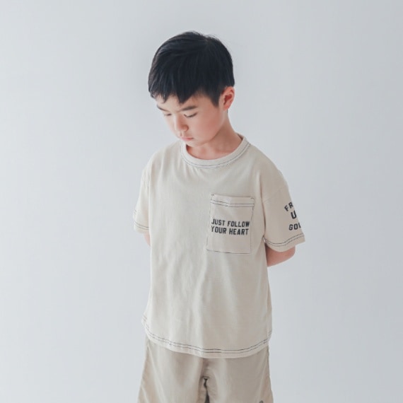 【25PS】配色ステッチTシャツ / アイボリー