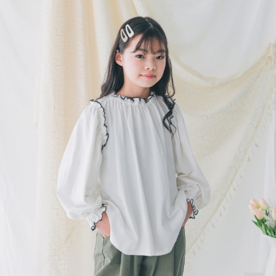 【25PS】メローギャザーロングTシャツ / ラベンダー