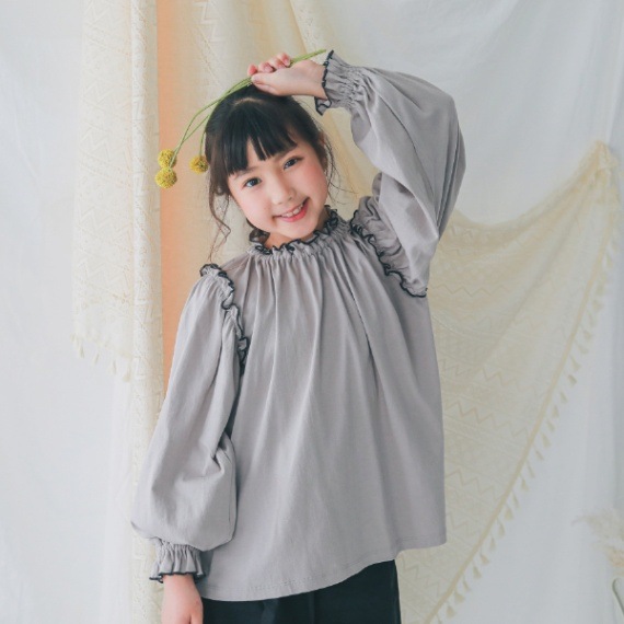 【25PS】メローギャザーロングTシャツ / ラベンダー