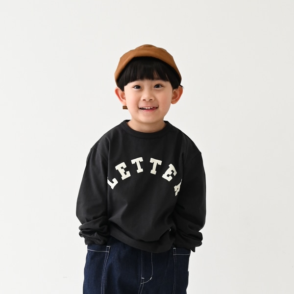 【25PS】LETTERロングＴシャツ / チャコールグレー