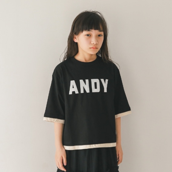 【25PS】ANDYレイヤード風Tシャツ / ブラック