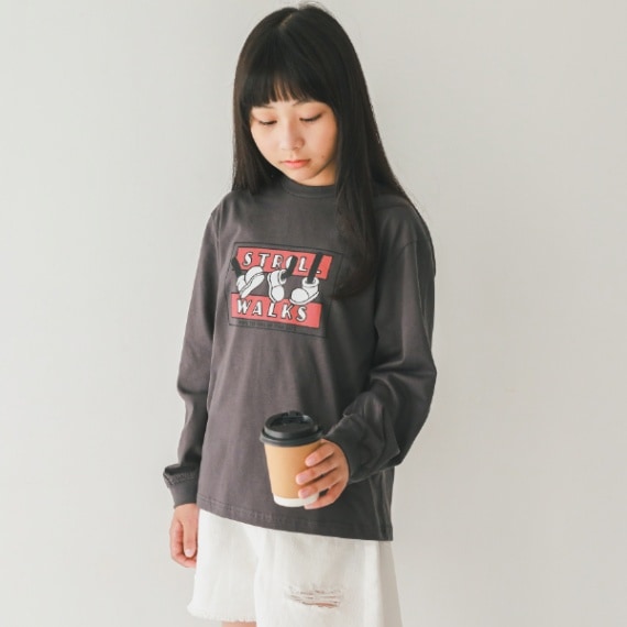 【25PS】STROLL WALKSロングＴシャツ / チャコールグレー