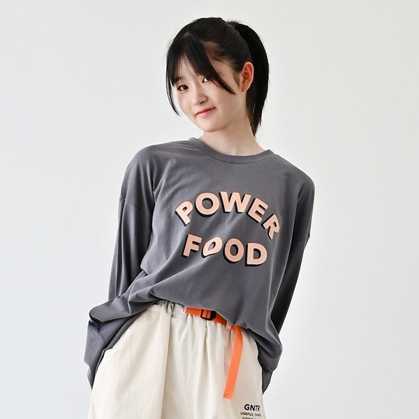 【25PS】POWER FOOD L/S Tシャツ / チャコールグレー