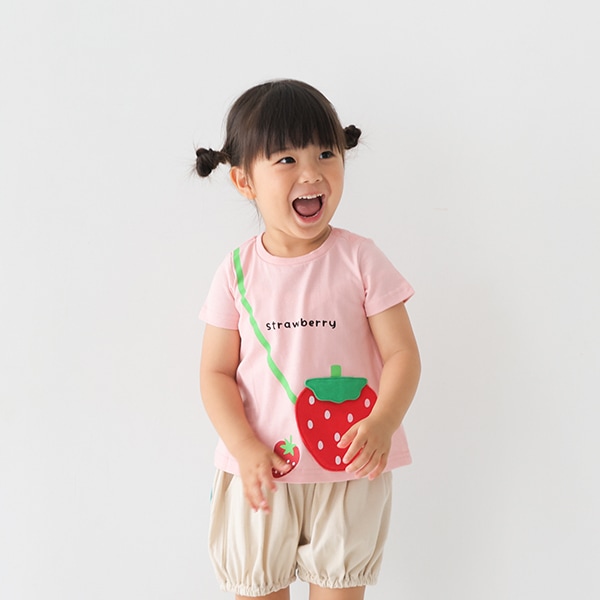【25SS】いちごポシェットTシャツ / ピンク