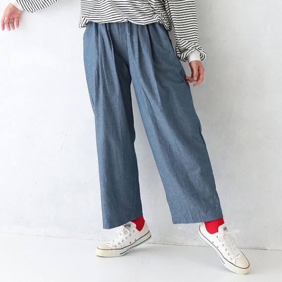 【25SS】ダンガリーワイドテーパードパンツ / ネイビー