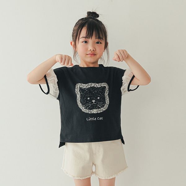 【25SS】チュールねこTシャツ / ブラック