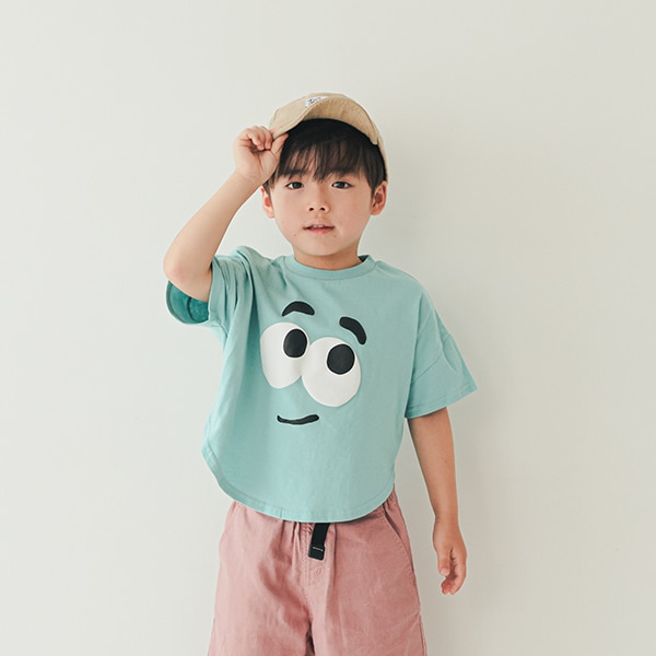 【25SS】まるいフェイスTシャツ / ブルー