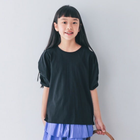 【25SS】ギャザーパフTシャツ / ブラック