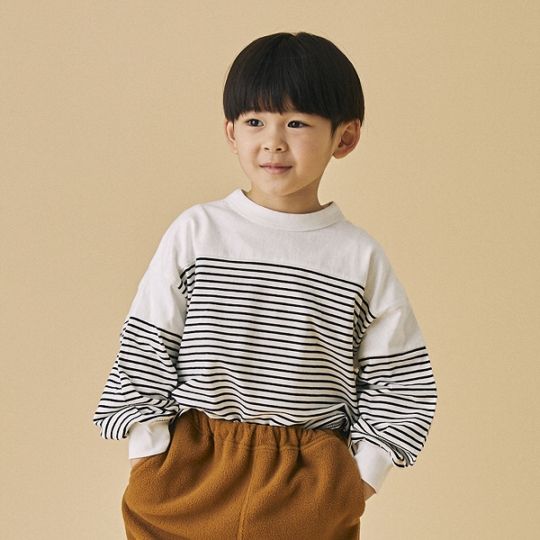 【25FW】ボーダー切り替え L/S Tシャツ / ホワイト