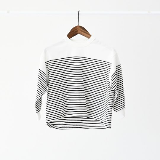 【25FW】ボーダー切り替え L/S Tシャツ / ブルー
