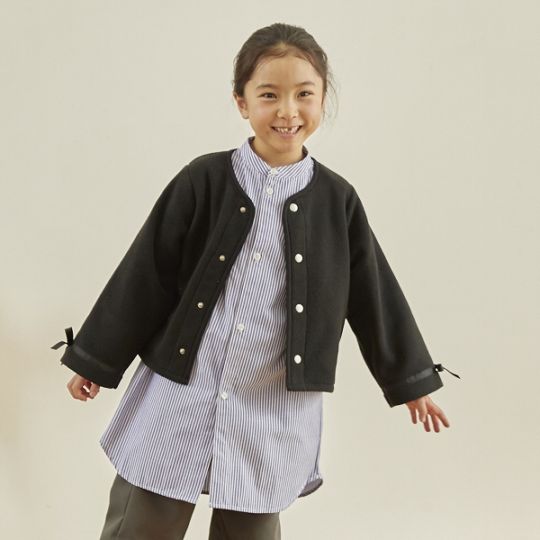 【25FW】フリースリボンカーディガン / ブラック