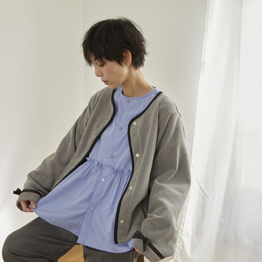 【25FW】フリースリボンカーディガン / ブラック